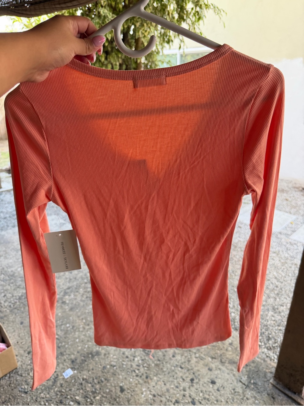 Coral Long-Sleeve Ribbed Top - Picture 2 of 4